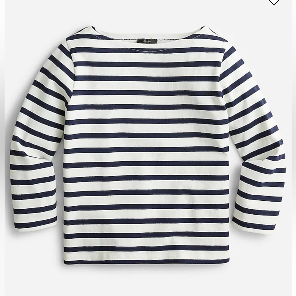 JCrew Navy Striped Classic-fit Boatneck Top